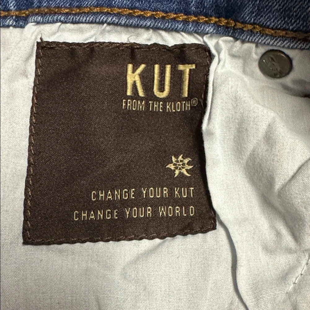 Kut From The Kloth High Rise Crop Straight Leg Jeans Light Distressed Wash Sz 10 - Picture 10 of 16